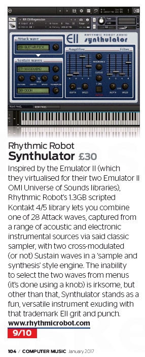 Computer Music magazine review of Synthulator