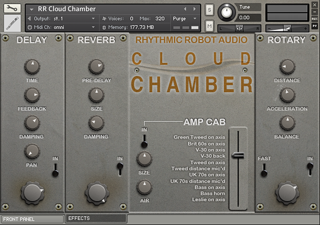 Cloud Chamber Kontakt instrument user interface rear panel