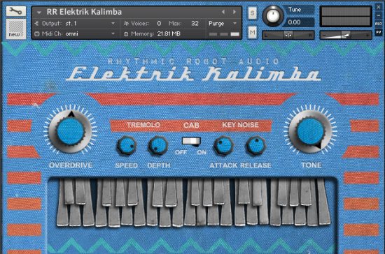 Electric Kalimba Mbira Kontakt instrument front panel UI