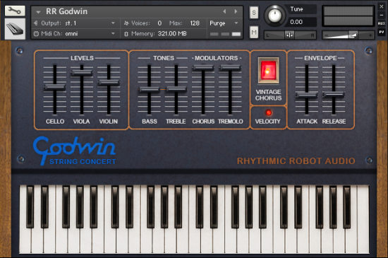 Godwin String Synth for Kontakt front panel UI