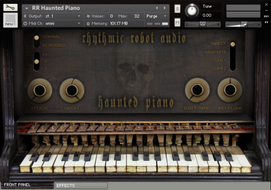 Toy piano Kontakt instrument front panel UI
