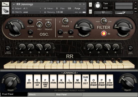 Jennings Kontakt synthesizer front panel UI