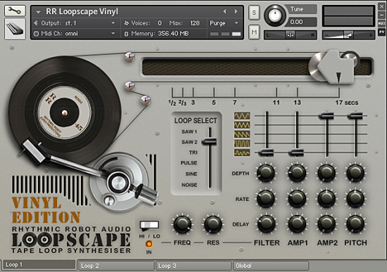 Loopscape Vinyl synth for Kontakt front panel