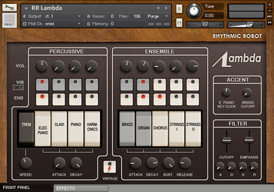 Lambda Kontakt instrument front panel UI