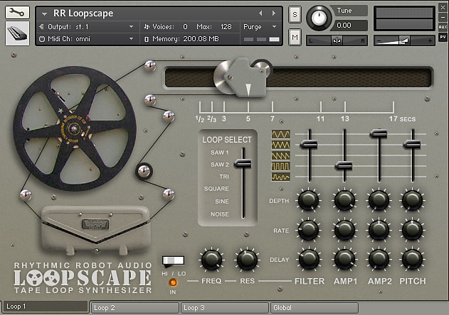 Loopscape Kontakt synth front panel user interface