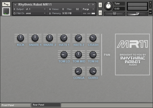 Yamaha MR10 Kontakt drum machine rear panel UI