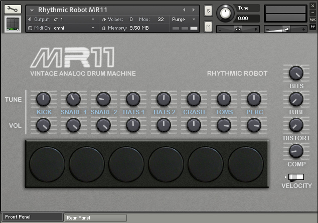 Yamaha MR10 Kontakt drum machine front panel UI