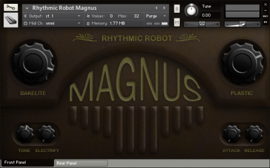 Magnus reed organ Kontakt instrument front panel UI