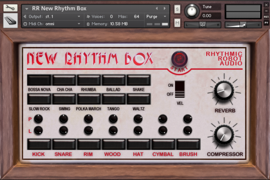 New Rhythm Box Kontakt drum machine front panel UI