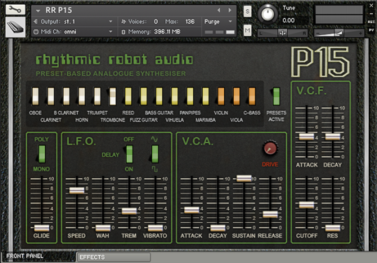 P15 Kontakt instrument front panel UI