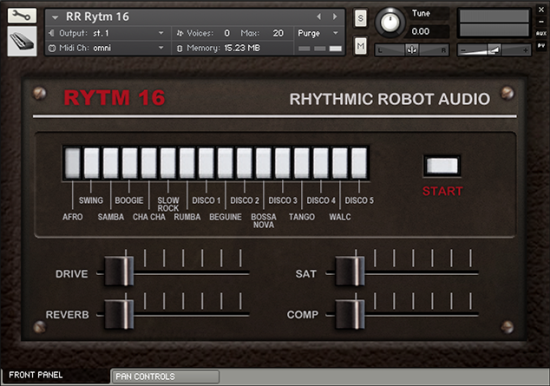 Rytm 16 Kontakt drum machine front panel UI