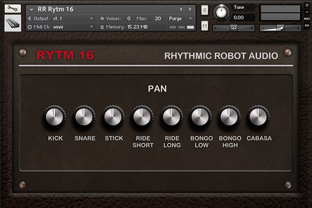 Rytm 16 Kontakt drum machine rear panel UI