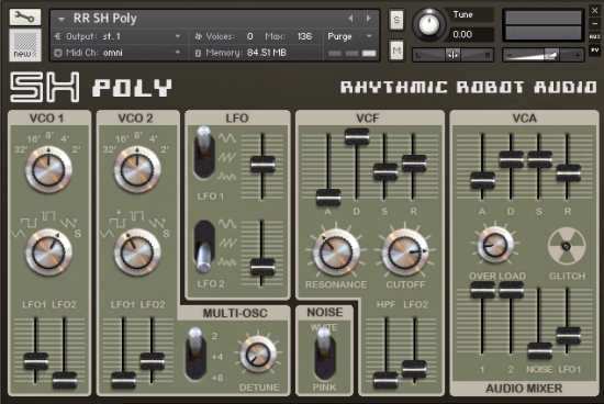 SH Poly Kontakt instrument front panel UI