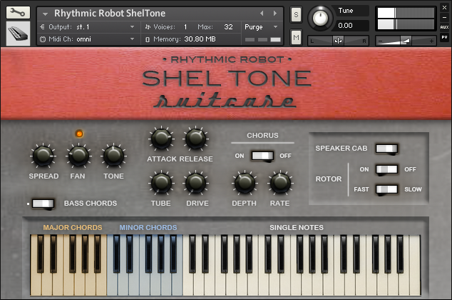 Sheltone reed organ Kontakt instrument rear panel UI