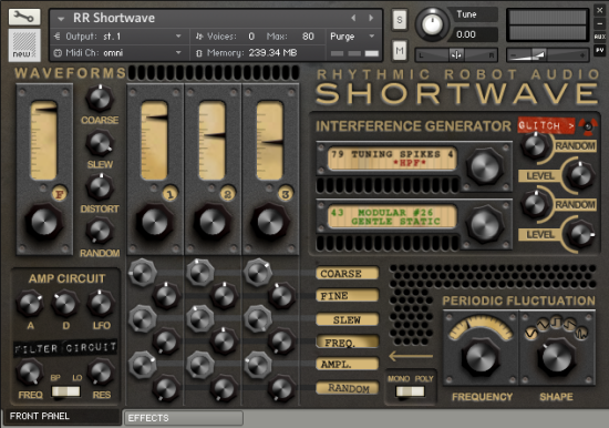 Shortwave for Kontakt front panel