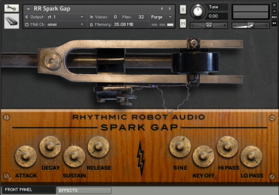 Spark Gap Kontakt instrument front panel UI