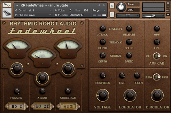 Fadewheel Kontakt instrument front panel UI