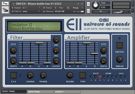 Kontakt user interface front panel for our virtual version of the Emu Emulator II