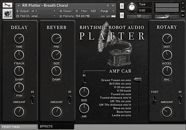 Platter Kontakt instrument rear panel UI