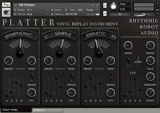 Platter Kontakt synth front panel