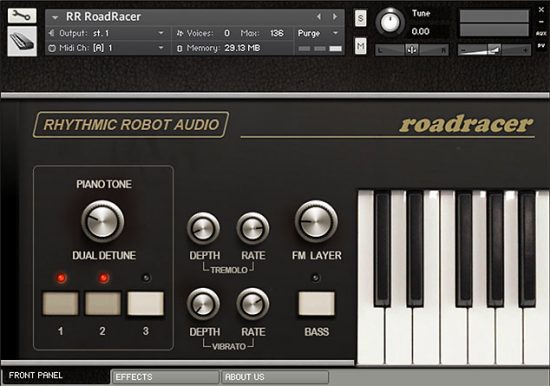 Crumar RoadRacer for Kontakt front panel interface