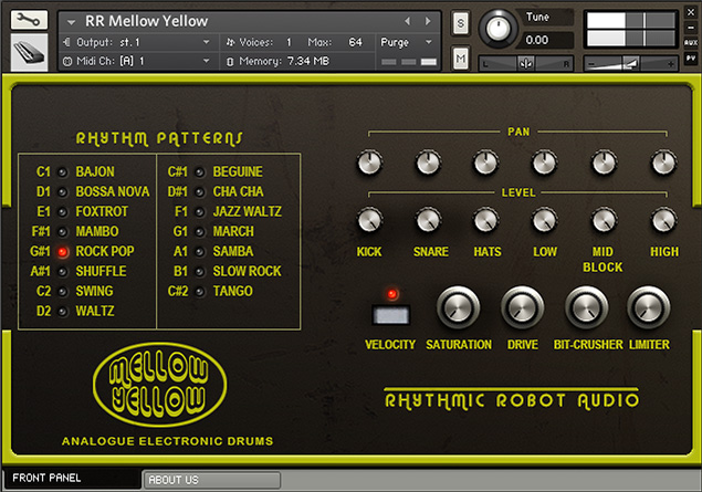 Mellow Yellow analogue drum machine for Kontakt